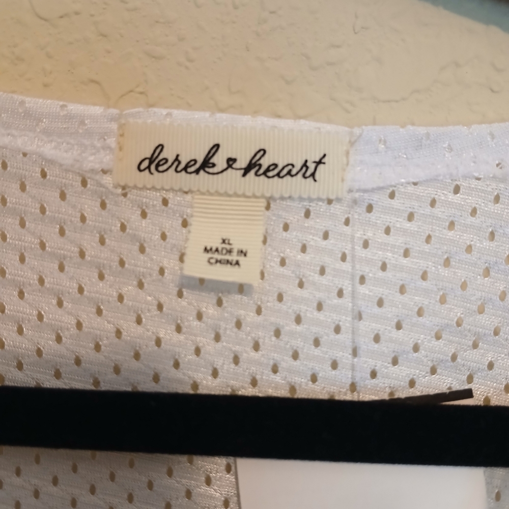 Derek Heart White Cropped Jersey Lace Trim NWT - Picture 3 of 6